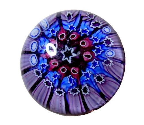 Antique Millefiori Star Paperweight Vintage Glass Starburst Broken Pontil 1