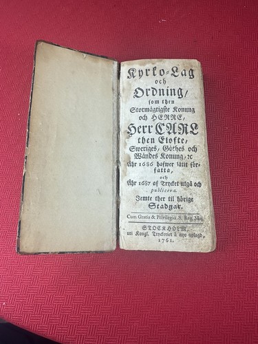 The Swedish Church Law of 1686 - Revision 1761 - Picture 2 of 10
