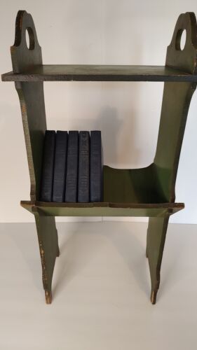 Antique/Vintage Small Green Wood Bookshelf, Bookcase, Cottage, Farmhouse Style - Picture 1 of 12