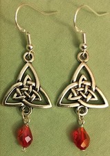 CELTIC KNOT TRIQUETRA w/CRYSTAL EARRINGS - Pewter w/Sterling Silver Ear Wires 4