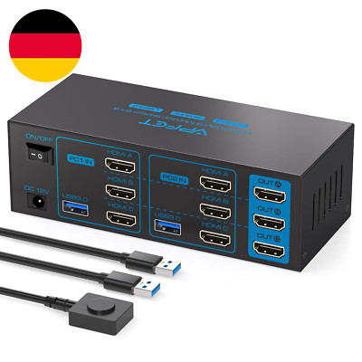 AILVLVNG HDMI KVM Switch 2 PC 3 Monitore 4K60Hz EDID Kvm-Switches Für 2 Computer