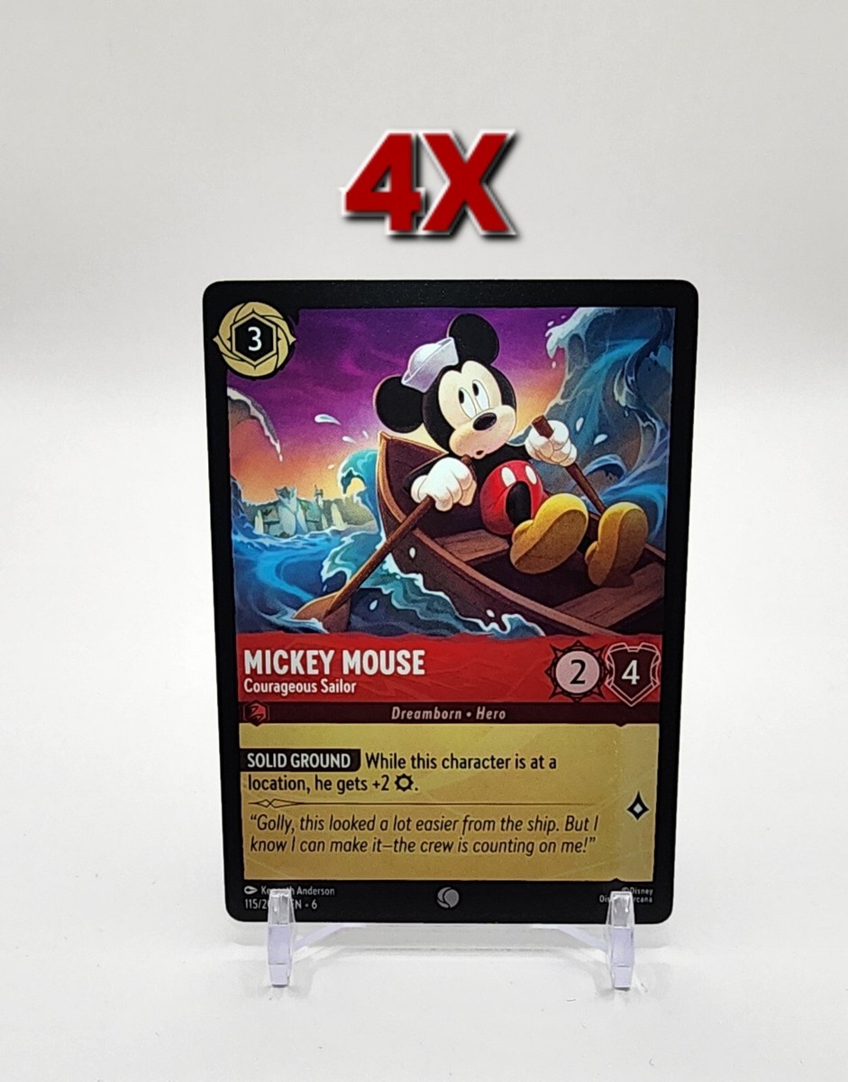 4X Disney Lorcana TCG Azurite Sea Mickey Mouse Courageous Sailor