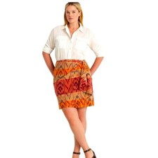 NWT Lauren Ralph Lauren Southwestern Motif Cotton Linen Wrap Skirt Size 14