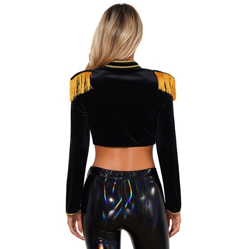 Womens Steampunk Long Sleeve Crop Jacket Coat Medieval Circus Fancy Dress Up - Picture 23 of 45