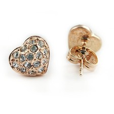 Fashion Jewelry - 18k Rose Gold Plated Heart Stud Earrings FE442 