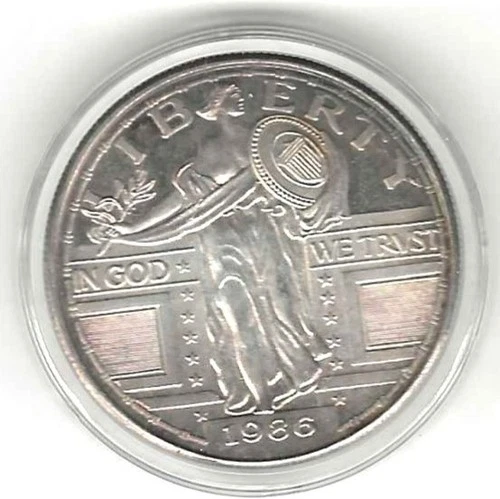 1986 STANDING LIBERTY- EAGLE ON REVERSE ONE TROY OUNCE FINE SILVER .999