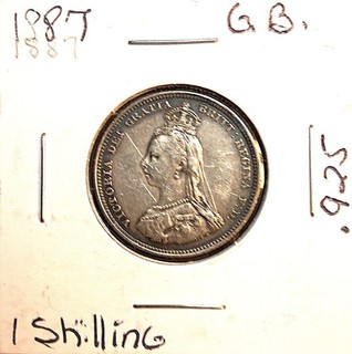 1887 U.K. 1 Shilling 92.5% Silver /Obv. 1 Rev. C