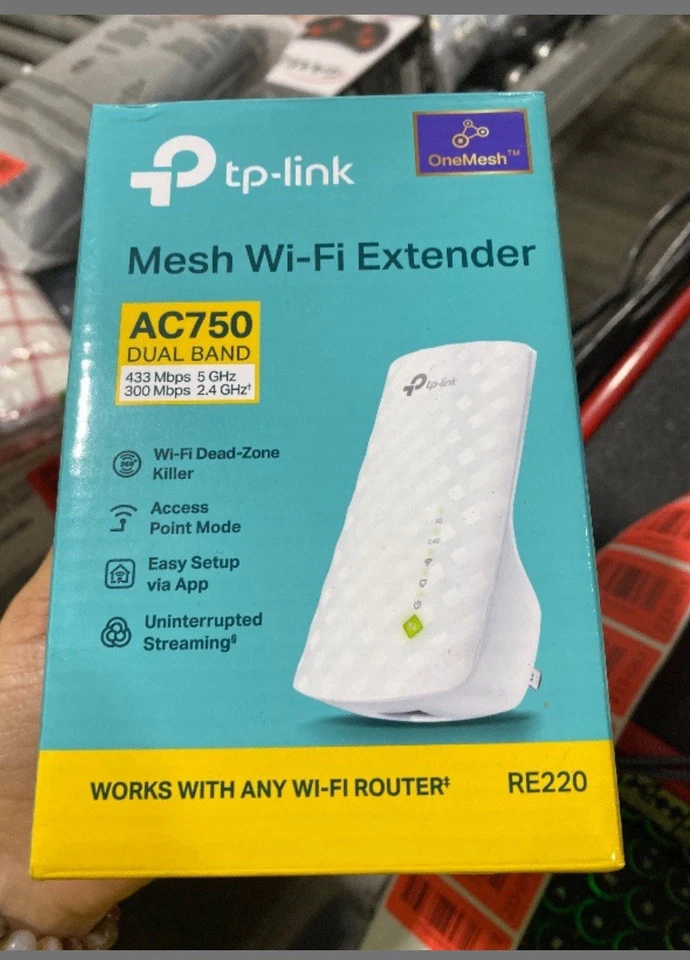 TP-Link Dual Band 5GHz/2.4GHz WiFi Extender w Ethernet Port, Booster RE220 AC750 - Image 2 of 2