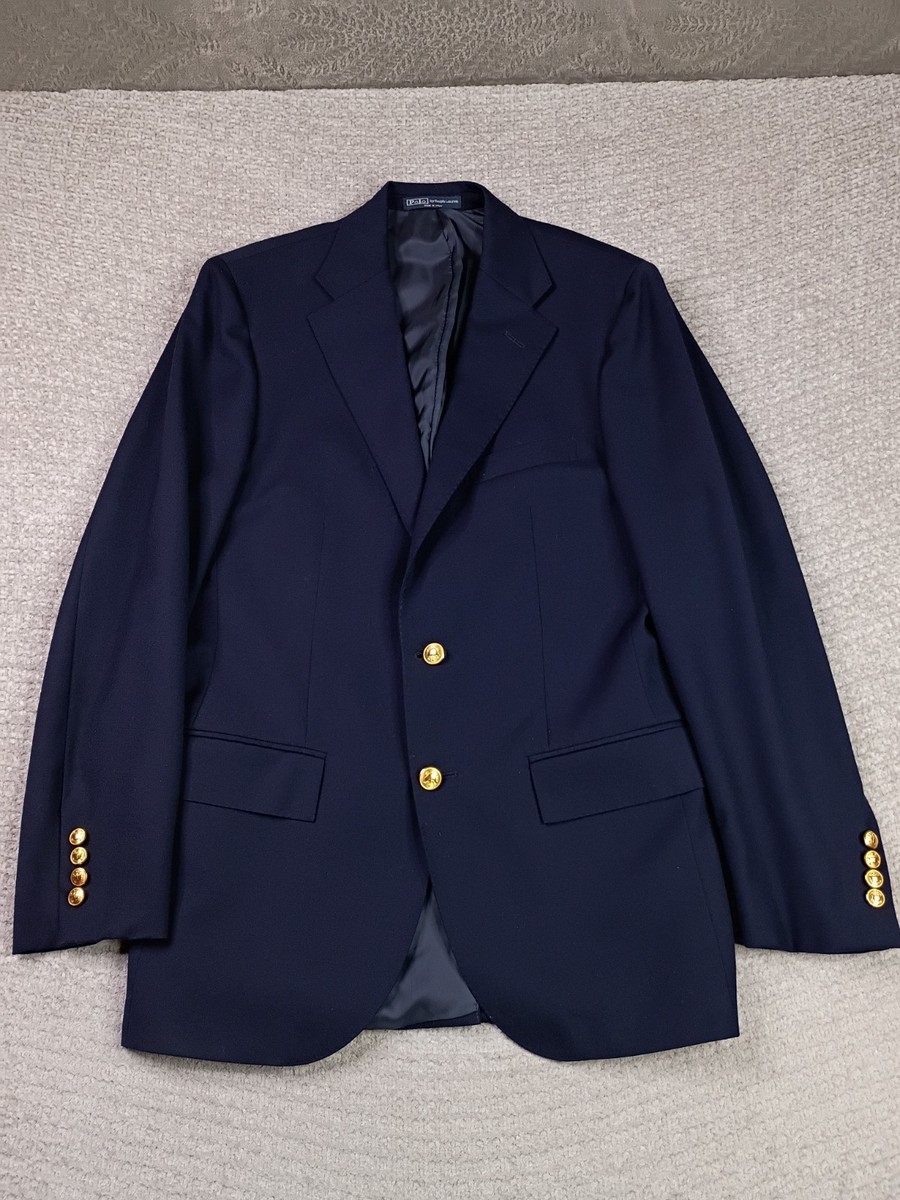 RalphLauren　120 金ボタン　ネイビー　　ジャケット　パンツ Vintage Ralph Lauren Polo 2 Button Navy Blue Blazer Sz 36 R Gold