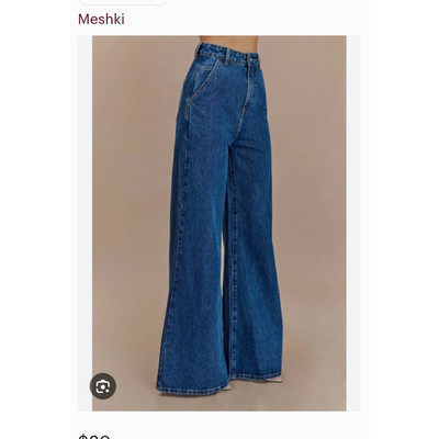 Meshki Wide-Leg Flare Denim Jeans Dark Blue  Women US 12,  Australian 16