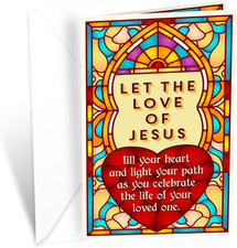 Greetings Religious Sympathy Card with Envelope, Made in America, Thick Card Sto
