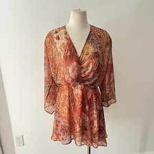 Mango Floral Chiffon Dress Coastal Cowgirl Western Flowy Boho Whimsical S NWT