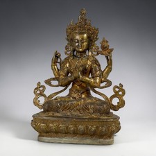 Chenrezig Avalokiteshvara Bronze Figur 29cm &ndash; Edle alte Buddha Statue 1,7kg