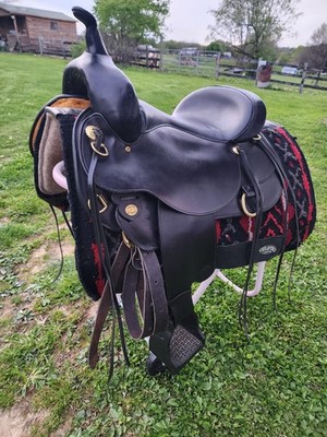 Circle Y Flex Lite Western Saddle..black With Brass..16 Inch..x Wide Tree