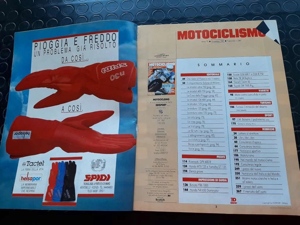 Motociclismo 12 diciembre 1987 Bimota YB6 1000 SUZUKI GSX 600 F & GSX 750 R Ga Foto 2 de 3