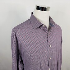 Charles Tyrwhitt 18 35 Classic Fit Dress Shirt Red White Blue Plaid Cotton