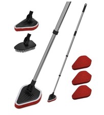 2 in 1 Scrub Cleaning Brush with Long Handle 46''  Extendable Tub  Tile Scrubber