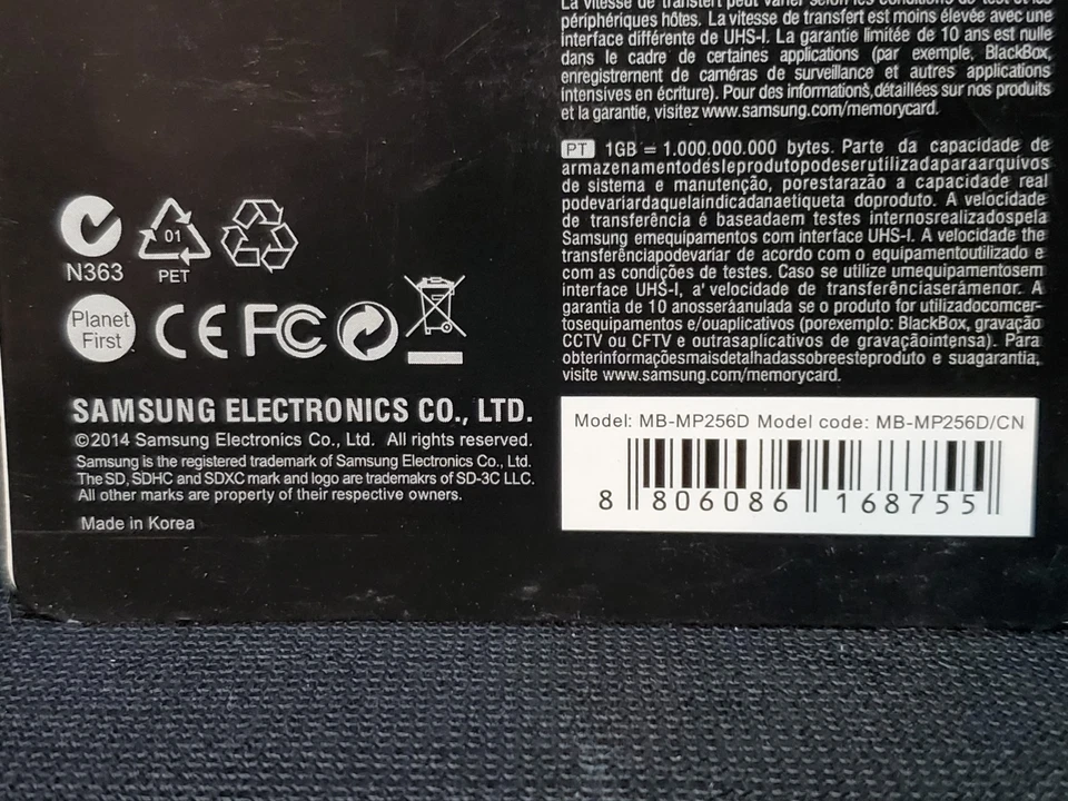 Samsung EVO Plus 256GB Micro SD SDXC C10 Flash Memory Card With Adapter 2014 - Image 3 of 3