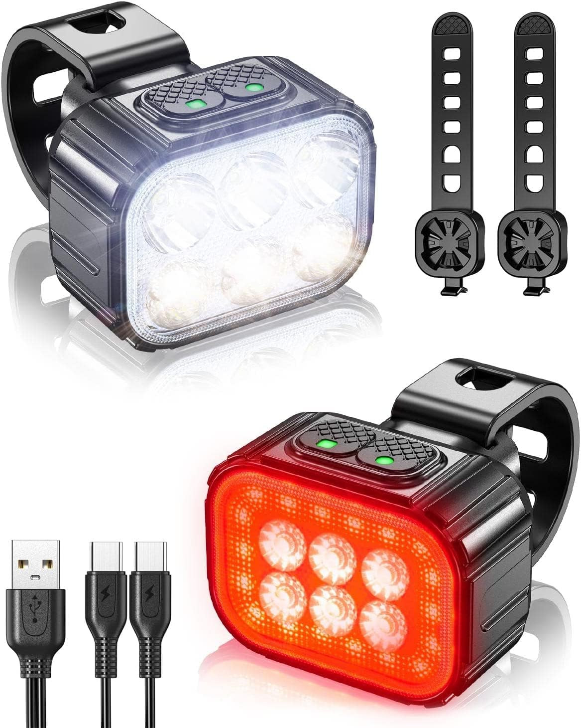 Victoper Bike Light, High Lumens Super Bright Bicycle Lite, 6+4 Modes USB Rechar