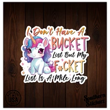 Bucket List Unicorn - Vinyl Decal Sticker - Car Window Laptop - ebn11790