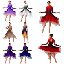 US Womens Dancewear Performance Dress Outfit Costume Figure Skating Dance Color
