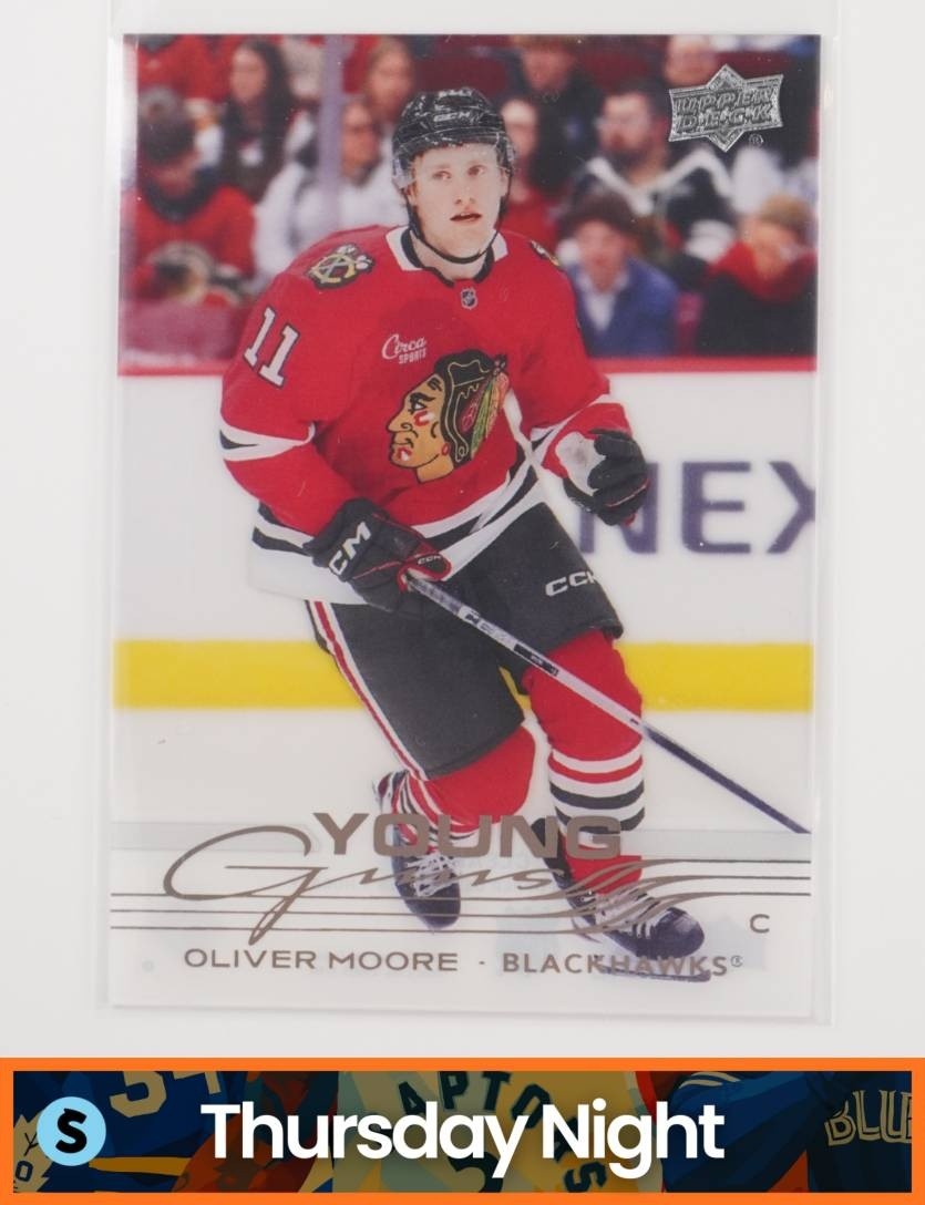 2025 UPPER DECK SERIES 1 #216 OLIVER MOORE CLEAR CUT YOUNG GUNS RC ROOKIE