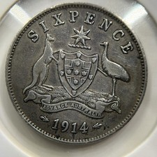 1914 Sixpence Coin - almost Very Fine Polished - Silver George V