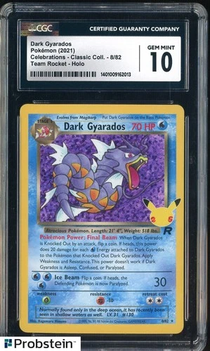 2021 Pokemon Celebrations Classic Coll. Team Rocket #8 Dark Gyarados CGC 10