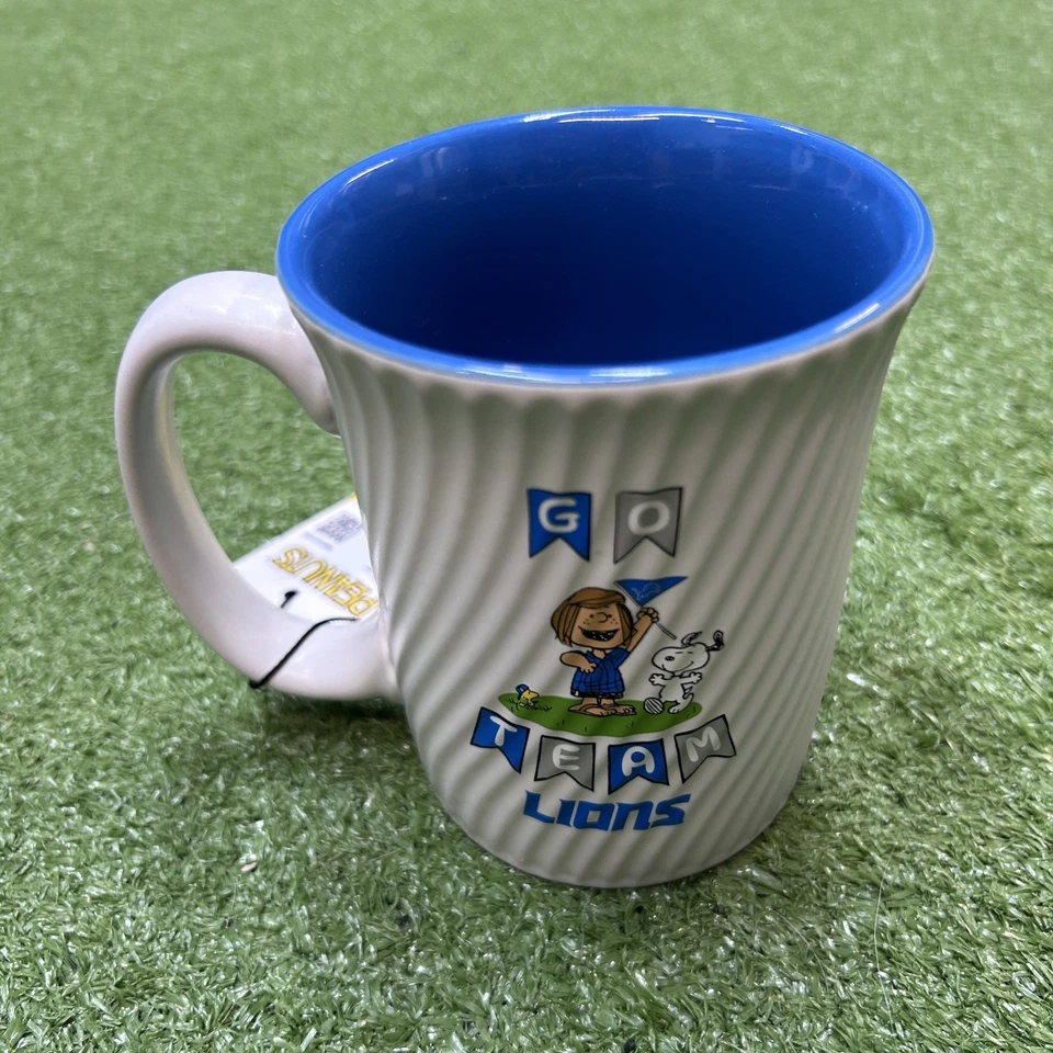 Taza Detroit Lions Snoopy Swirl 15 oz cerámica nueva con etiquetas Foto 4 de 4