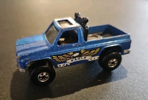 Vintage 1977 Hot Wheels Blue Eagle Chevrolet Pickup Truck Blackwall 4x4