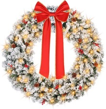 48 Inch Prelit Christmas Wreath, Christmas Wreath Outdoor w/150 LED Light