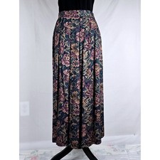 Vintage 90s Koret Floral Tapestry Maxi Skirt Purple Green Size 10 Pockets Sz 10