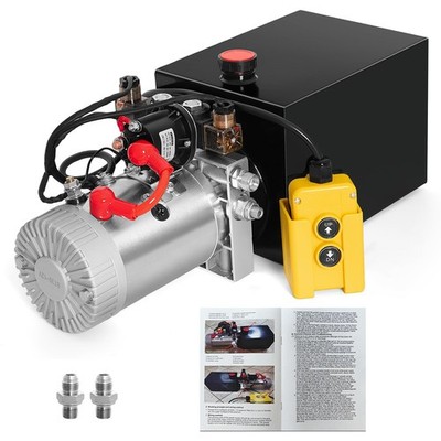Hydraulic Pump 12V Dump Trailer Pump  Hydraulic Power Unit 8 Quart Double Act...