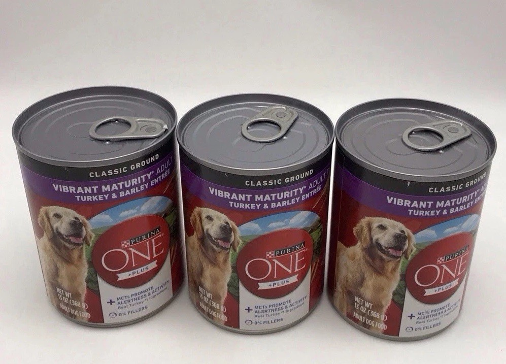 Purina One Vibrant Maturity 7 Plus Turkey Barley 13oz Lot of 3 Senior Dog 