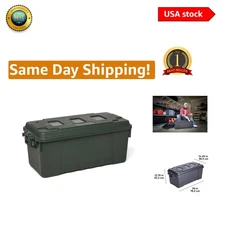 Spacious Olive Drab Storage Trunk with Latch Closure - Weather-Resistant Design