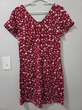 Old Navy Fit & Flare Women's Short Sleeve V Neck Dress Red Floral, Large