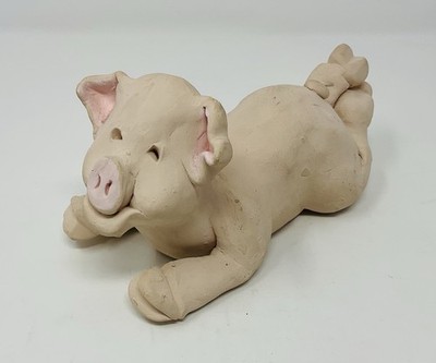 White Rock Studio Handmade Clay Art Pottery Pig Piglet 1989 Vintage 7''