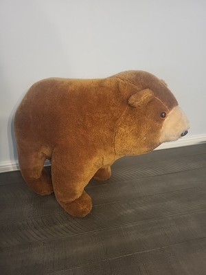 Vintage Standing Brown Bear Plush With Orange Eyes 17