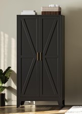 61 Kitchen Pantry Cabinet Farmhouse Metal Storage 2 Doors 3 Adjustable Shelves