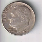 1961-D ROOSEVELT DIME 10¢ DENVER MINT 90% SILVER COIN UNITED STATES OF AMERICA