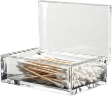 Clear Acrylic Q-Tip Holder Bathroom Cotton Swab Dispenser.
