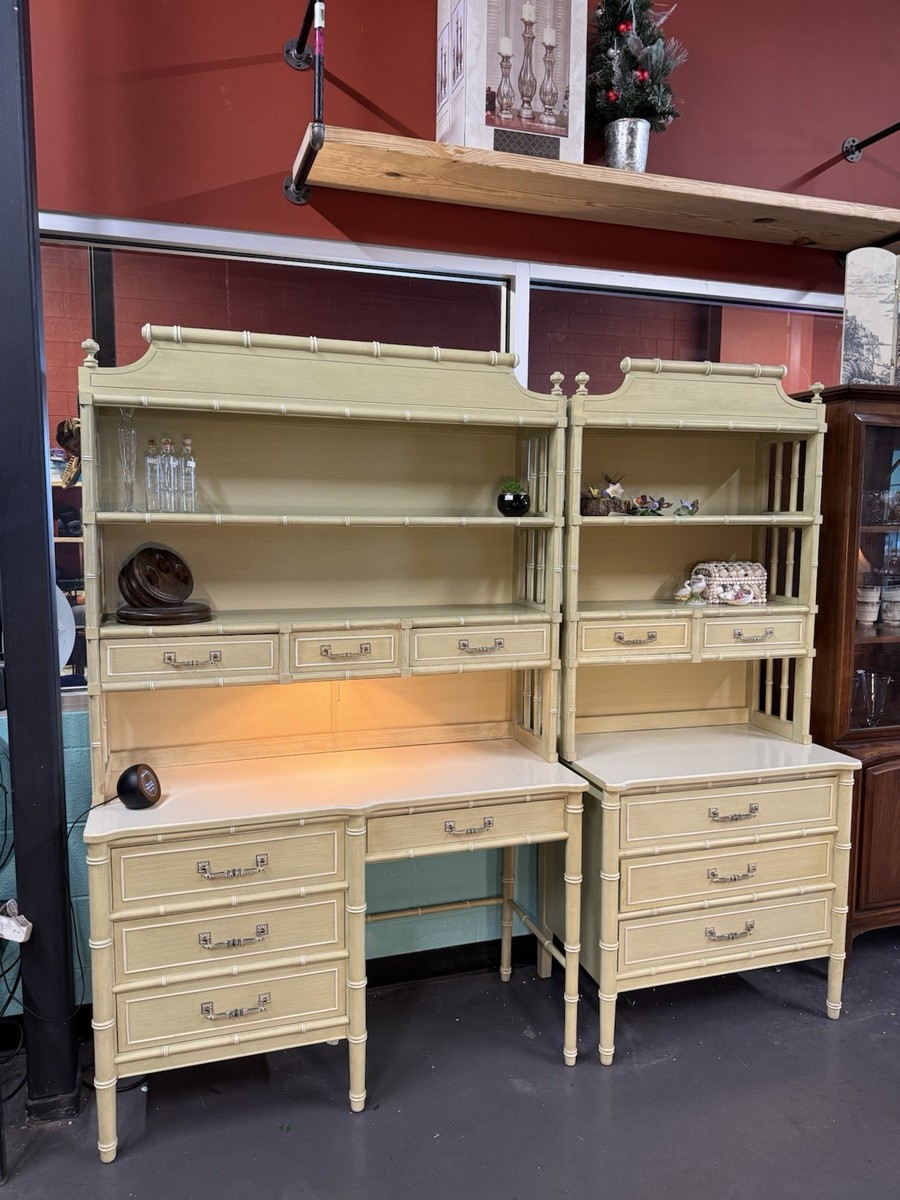 Henry Link Bali Hai Faux Bamboo 2 Piece Hutch/Desk Cabinets | eBay Henry Link Bali Hai Faux Bamboo 2 Piece Hutch/Desk Cabinets | eBay