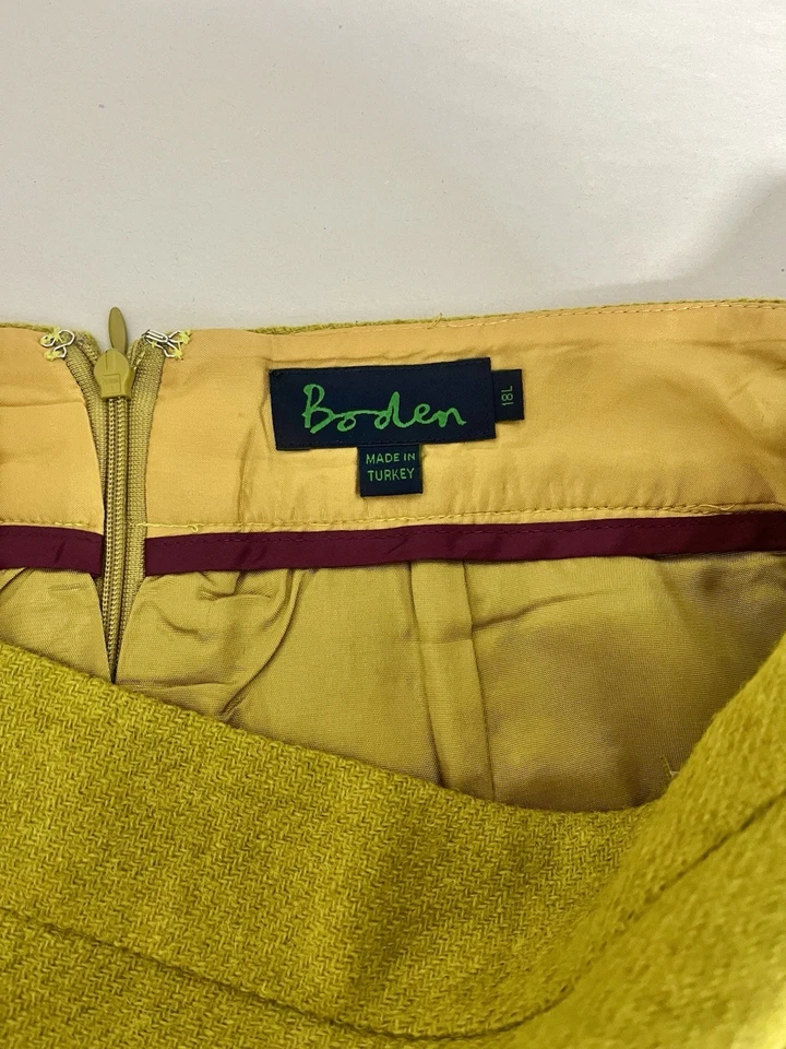 BODEN Wool Skirt Chartreuse Yellow Mod Plus Size 18L - Image 2 of 4