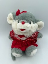 Commonwealth Mouse Plush Red Dress Bow Nose 1992 10" Gray Grey White Walmart