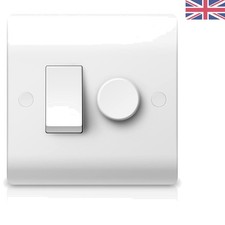 LED Dimmer and Rocker Wall Light Switch Combo 2 Gang 2 Way Switch Trailing Ed...