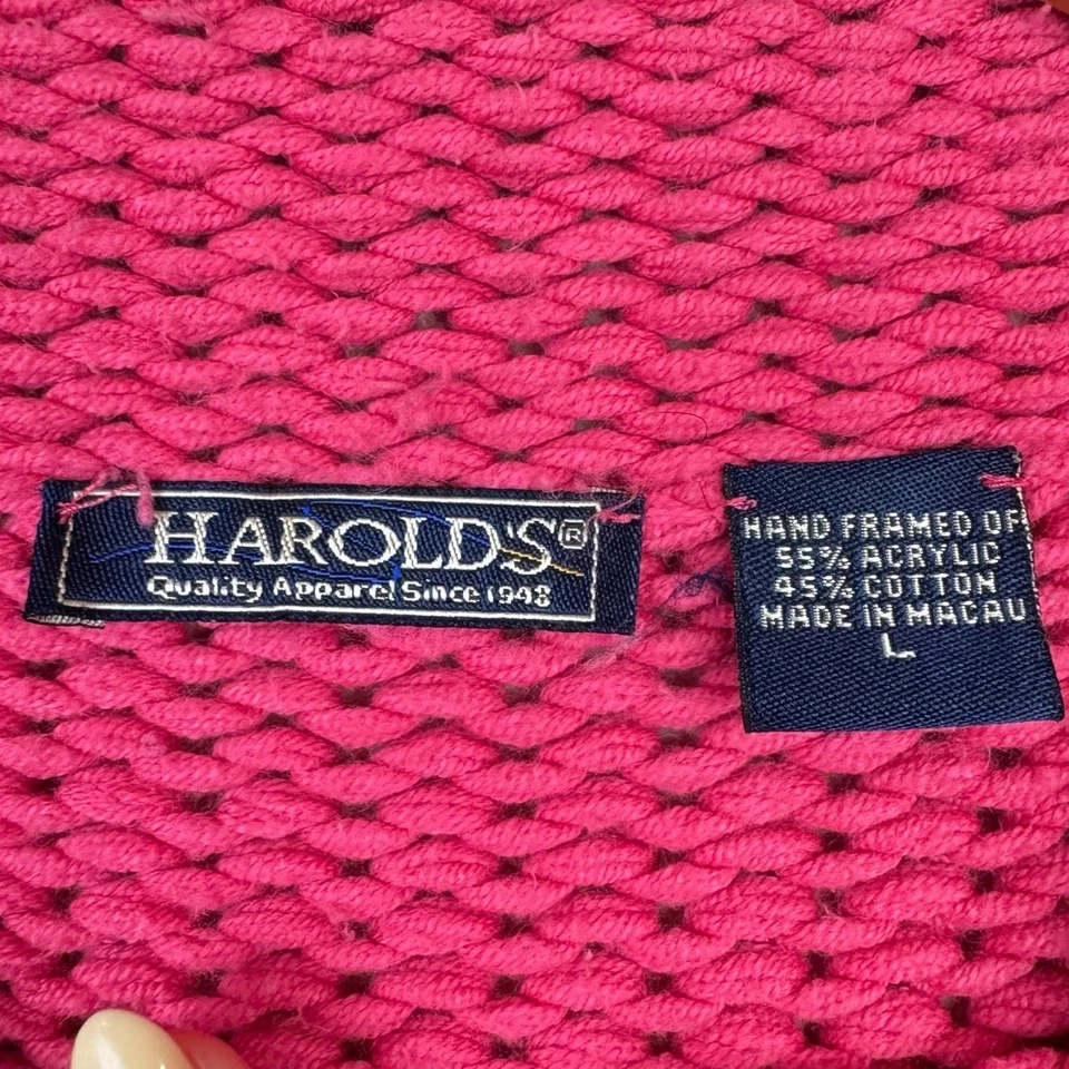 Acogedor suéter de invierno vintage Harold's para mujer L rosa grueso tejido manga larga Foto 4 de 4