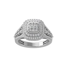 Sterling Silver 1Ct Round Lab Grown Diamond Fashion Ring Size 5 For Women 3.78gm