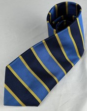 Brooks Brothers Blue Yellow Striped Textured Silk Neck Tie Made In USA