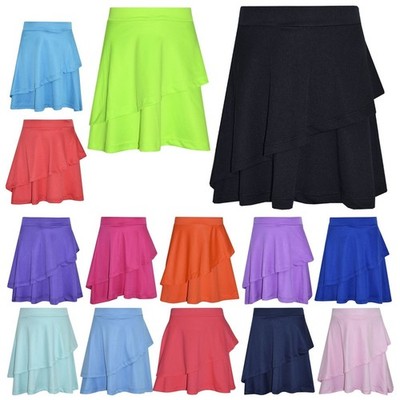 Girls Skirt Kids Plain Color Dance Double Layer Party Fashion Skirts 5-13 Year