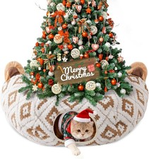 Cat Tunnel Bed for Indoor Cats, Cat Donut Tunnel with Washable Cushion